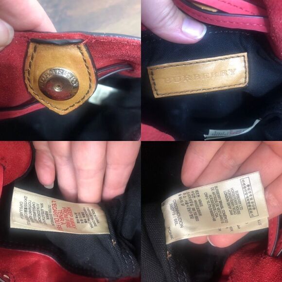 Burberry Belgrove Red Fringe Suede‎ Leather Nova Check Bucket Bag Crossbody - Picture 13 of 13